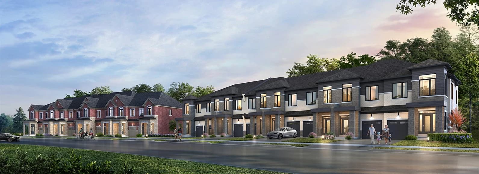Architectural concept of the Bayview Heights townhome streetscape