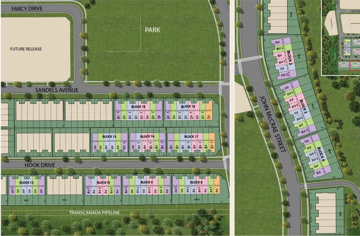 Illustrative Bayview Heights site plan showing streets and selected walk-out conditions